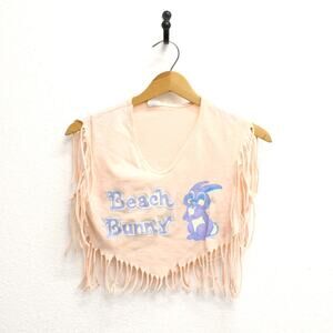 Vintage Beach Bunny Fringe Crop Top Medium